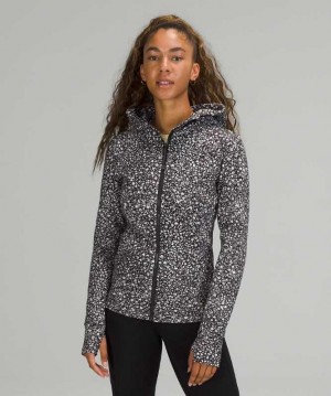 Lululemon Scuba Full Zip Kadın Kapşonlu Beyaz Siyah | CRSJBD-163