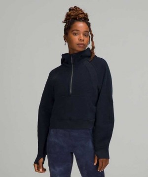 Lululemon Scuba Oversized 1/2 Zip Kadın Kapşonlu Lacivert | WAPGTM-425