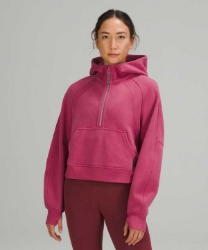 Lululemon Scuba Oversized 1/2 Zip Kadın Kapşonlu Pembe | YFMUPL-037