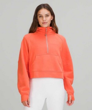 Lululemon Scuba Oversized 1/2 Zip Kadın Kapşonlu Mercan | DYHMXR-742
