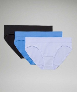 Lululemon Seamless Mid-Rise Bikini 3 Pack Kadın İç Giyim Siyah Mavi Lavanta | HYIRWU-231