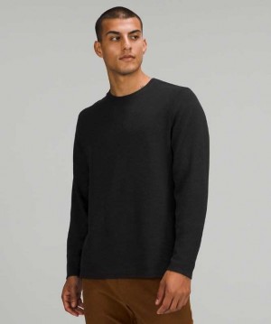 Lululemon Shift Stitch Crew Erkek Tişörtü Siyah | WTQIPO-958