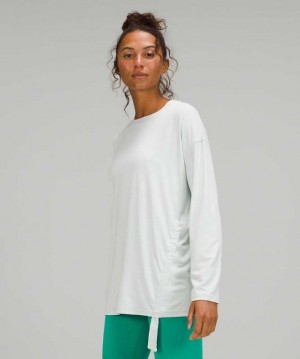 Lululemon Side Cinch Long Sleeve Crew Kadın Üstler Ocean Air | CJIYUG-670
