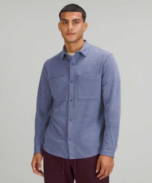 Lululemon Soft Knit Overshirt Erkek Üstler Heathered Larkspur | XRJBDK-345