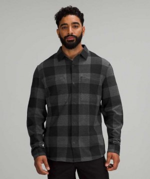 Lululemon Soft Knit Overshirt Erkek Üstler Ekose Siyah Gri | EQLZHI-168