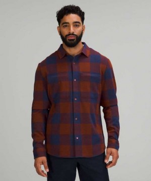Lululemon Soft Knit Overshirt Erkek Üstler Ekose Kahverengi | GOMZHF-571