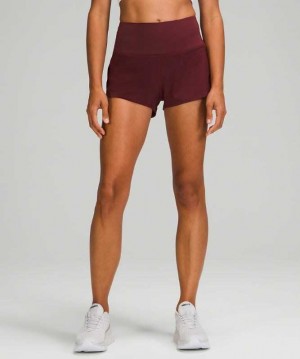 Lululemon Speed Up HR 2.5" Lined Kadın Şort Kırmızı | USNPBV-194