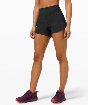 Lululemon Speed Up High-Rise 4" Lined Kadın Şort Siyah | YNMXEZ-645