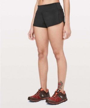 Lululemon Speed Up Low-Rise Lined 2.5" Kadın Şort Siyah | IESMZJ-638