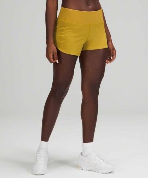 Lululemon Speed Up MR 4" Lined Kadın Şort Altın | TUKPFE-418