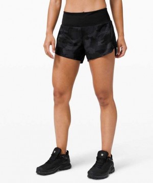Lululemon Speed Up MR 4" Lined Kadın Şort Camo Koyu Siyah | VDJUMS-763
