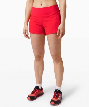 Lululemon Speed Up MR 4" Lined Kadın Şort Kırmızı | XMYFAW-409
