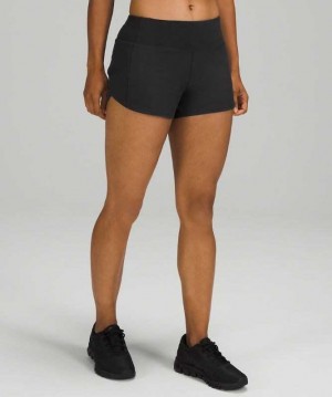 Lululemon Speed Up MR 4" Lined Kadın Şort Siyah | NCYFPX-409