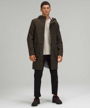 Lululemon Storm Field Trench Coat Online Only Erkek Mont Koyu Zeytin Yeşili | SPNBIZ-527