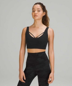 Lululemon Strappy Nulu Yoga Light Support, C/D Cup Kadın Spor Sütyeni Siyah | NYTOUC-723