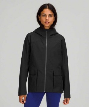 Lululemon StretchSeal Relaxed-Fit Rain Kadın Mont Siyah | CFVSJN-350