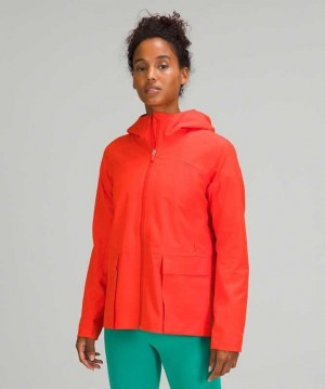 Lululemon StretchSeal Relaxed-Fit Rain Kadın Mont Kırmızı | DVJMNR-213