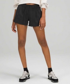 Lululemon Stroll at Sundown Mid-Rise 3" Ventlight Mesh Kadın Şort Siyah | HJTSUN-139