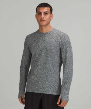 Lululemon Surge Warm Crew Erkek Tişörtü Gri Siyah | OHTZFC-091