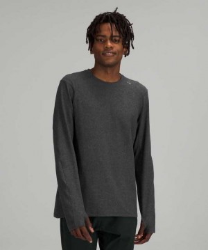 Lululemon Surge Warm Crew Erkek Tişörtü Gri Siyah | WBFMIT-862