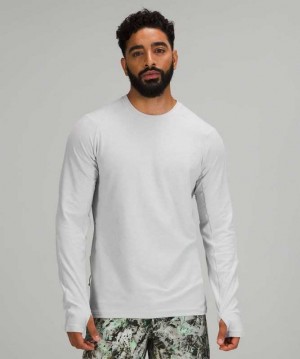 Lululemon Surge Warm Crew Erkek Tişörtü Heathered Sea Salt | PIVMLC-937