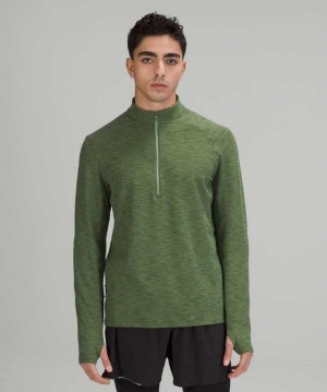 Lululemon Surge Warm Half-Zip Erkek Tişörtü Yeşil Limon | MKJTRB-972