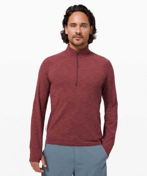 Lululemon Surge Warm Half-Zip Erkek Tişörtü Kırmızı | YJNHGK-903