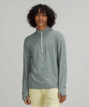 Lululemon Surge Warm Half-Zip Erkek Tişörtü Nane Beyaz | FCSKRL-896