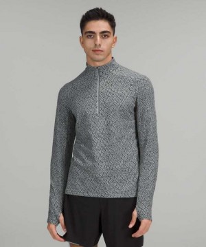 Lululemon Surge Warm Half Zip Erkek Tişörtü Gri Siyah | DYZCQV-819
