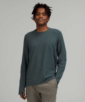 Lululemon Surge Warm Long Sleeve Erkek Tişörtü Tri Colour Rulu Submarine Vapor | ZAEVJW-704