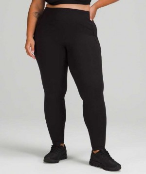 Lululemon Swift Speed High-Rise Tight 28" Brushed Luxtreme Kadın Tayt Siyah | YTXUQJ-579