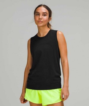 Lululemon Swiftly Breathe Muscle Kadın Üstler Siyah Siyah | KNFSUP-903