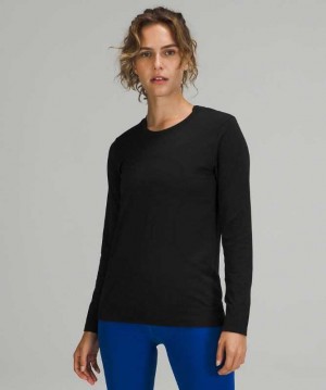 Lululemon Swiftly Relaxed Long Sleeve Kadın Üstler Siyah Siyah | NDWKUF-346