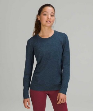 Lululemon Swiftly Relaxed Long Sleeve Kadın Üstler Lacivert Mavi | XMSKPH-159