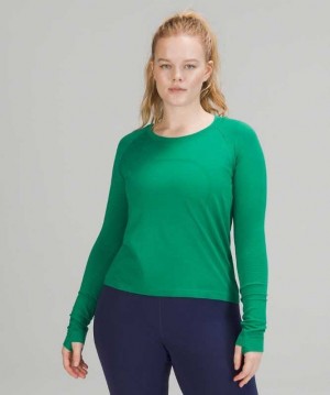 Lululemon Swiftly Tech LS 2.0 Race Kadın Üstler Emerald Ice / Emerald Ice | QZPBRW-675