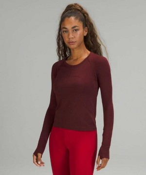 Lululemon Swiftly Tech LS 2.0 Race Kadın Üstler Kırmızı Kırmızı | DOAERU-306