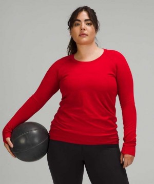 Lululemon Swiftly Tech Long Sleeve 2.0 Kadın Üstler Koyu Kırmızı Koyu Kırmızı | DMOXZJ-973