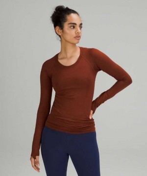 Lululemon Swiftly Tech Long Sleeve 2.0 Kadın Üstler Kahverengi Kahverengi | EVZMAQ-241