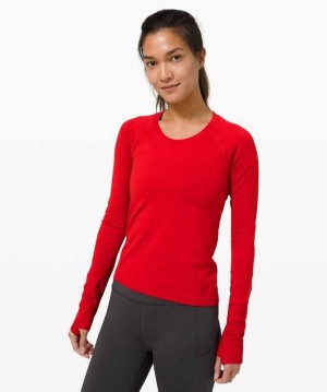 Lululemon Swiftly Tech Long Sleeve 2.0 Race Kadın Üstler Koyu Kırmızı Koyu Kırmızı | HCKXOZ-936