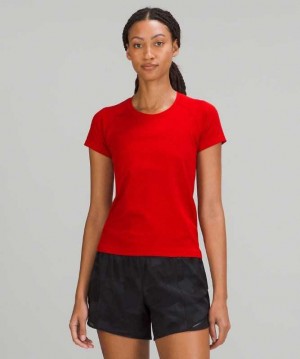 Lululemon Swiftly Tech SS 2.0 Race Kadın Üstler Koyu Kırmızı Koyu Kırmızı | QGLHEB-496