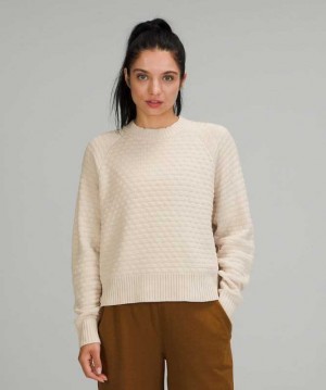 Lululemon Texture Play Crew Sweater Kadın Süveter Beyaz | RDMXEK-864