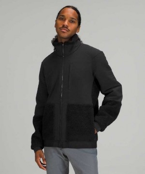 Lululemon Textured Fleece Online Only Erkek Mont Siyah | UWNJBP-781