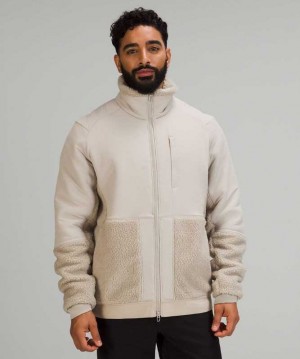 Lululemon Textured Fleece Online Only Erkek Mont Raw Linen | GSZFVI-604