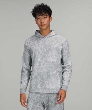 Lululemon Textured Tech Erkek Kapşonlu Açık Mavi Baskılı Beyaz Gri | AEGDBF-249
