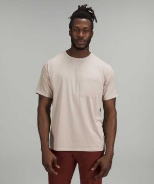 Lululemon The Fundamental Pocket T-Shirt Erkek Üstler Raw Linen | XBIECV-185