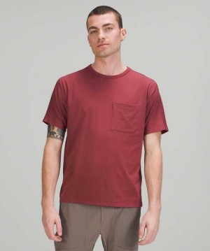 Lululemon The Fundamental Pocket T-Shirt Erkek Üstler Kırmızı | GWCMSF-724