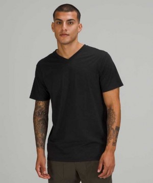 Lululemon The Fundamental V-Neck T-Shirt Erkek Üstler Siyah | JIEHMU-106