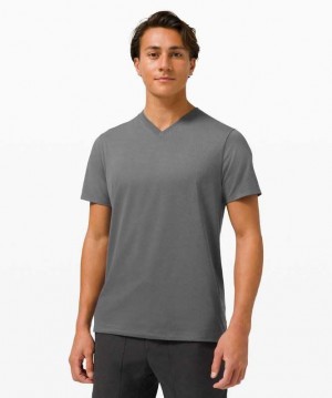 Lululemon The Fundamental V-Neck T-Shirt Erkek Üstler Anchor | ULEWZV-280