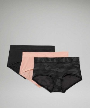 Lululemon UnderEase Boyshort 3P Kadın İç Giyim Camo Koyu Pembe Siyah | HUZQAB-658