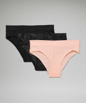 Lululemon UnderEase Cheeky Bikini 3 Pack Kadın İç Giyim Camo Koyu Pembe Siyah | LHTOBX-934